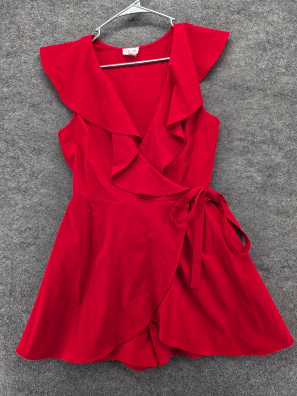 Le Lis Romper Womens Small Wrap V Neck Red